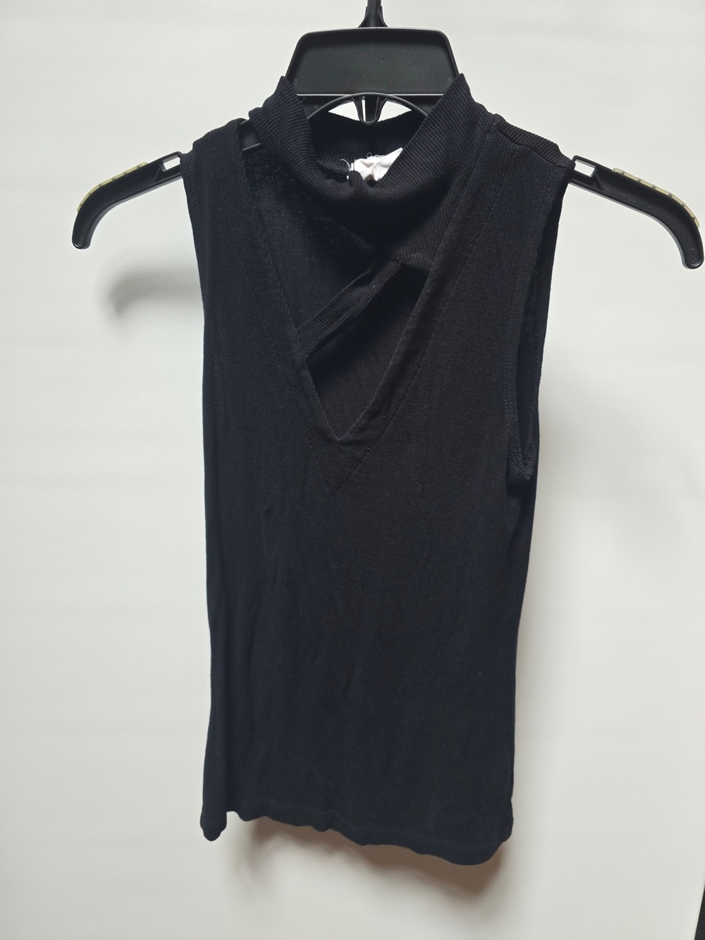 LNA Black Sleeveless Mock Neck Tank with Front Cutout